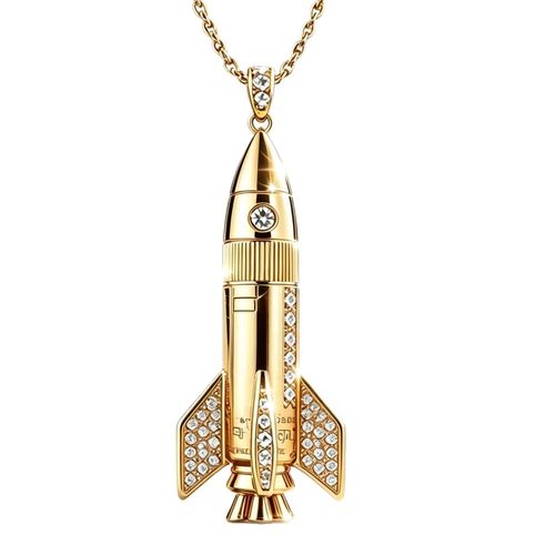 Fully pavé-set astronaut and rocket necklace