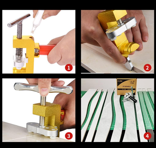 2 in 1 Portable Tile Cutter - Manual Cutting Tool Kit for Glass, Porcelain, Marble and Ceramic
