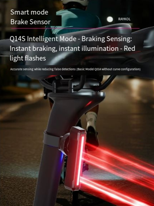 Colorful Flowing Bicycle Tail Light, Brake & Vibration Induction, Seat Post Mounted Cycling Warning Light