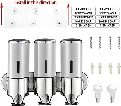 Wall-Mounted Stainless Steel Manual Soap Shower Gel Dispenser – Electroplated Finish for Hotel Bathrooms