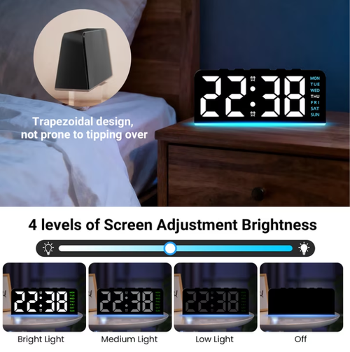 Small Digital Clock with Night Light, Desk Alarm Clocks for Bedrooms, Heavy Sleepers, Kids