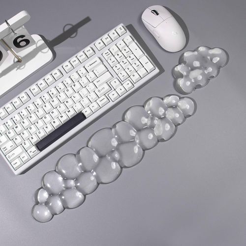 Clear Gel Wrist Rest for Keyboard and Mouse, White Cloud Keyboard Wrist Rest Set