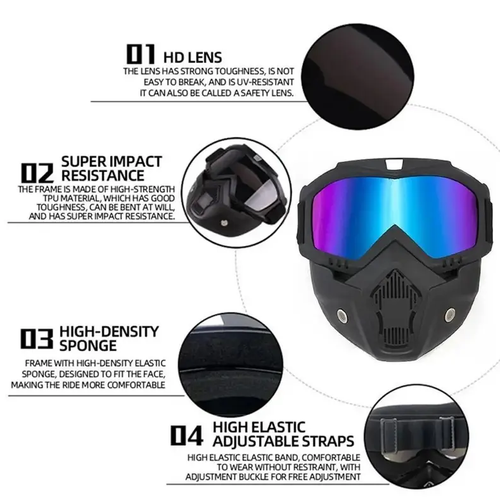 Motorcycle Goggles Mask, Dirt Bike Goggles, Full Face Windproof Riding Mask with Breathable Vent Design, Adjustable Strap Moto Goggles, Viral Off-Road Biker Gear, Motocross Gear for Adults, Motorbike Protective Gear.