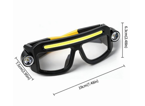 LED Glasses Safety Glasses with Lights,5-Mode Rechargeable USB Work Flashlight,Waterproof Headlamp for Hiking Camping