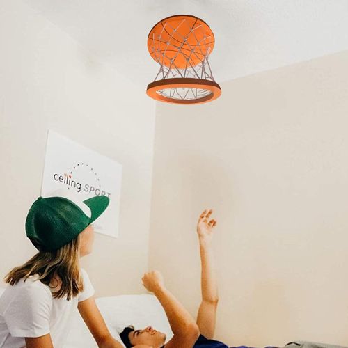 Ceiling Basketball Hoop Game, Mini Basketball Hoop and Ball, Punch Free Basketball Decompression Toy, Indoor Games for Boys Girls (Orange)