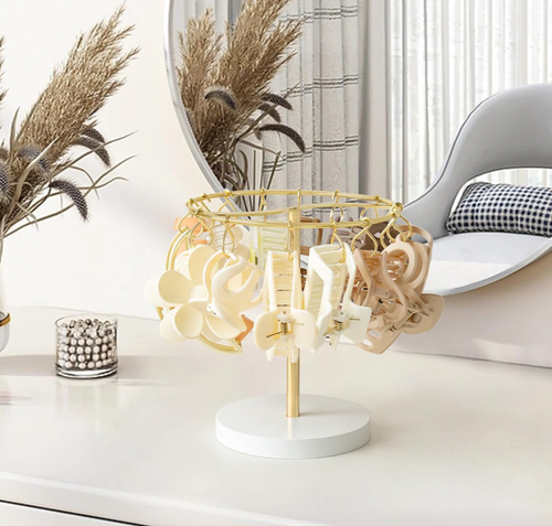 Claw Clip Organizer 16 Metal Hooks Display Holder Hair Clip, Gold