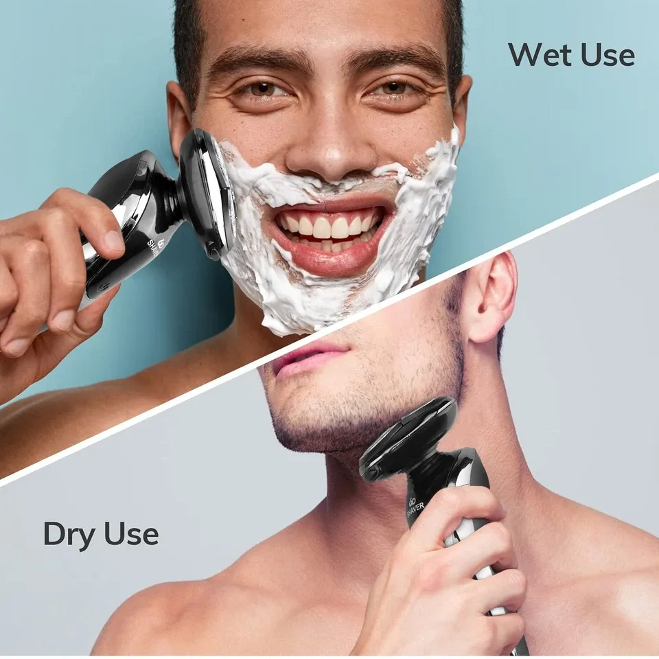 Wet Dry Electric Razor Men USB Rechargeable Rotary Shaver Beard Trimmer Shaving