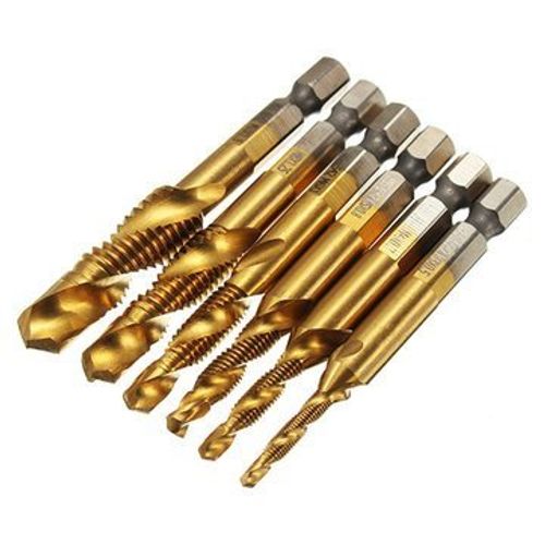 6pcs Drill Bits HSS Taps 1,4 Inch Hexa Metric Thread Bits Set Tool Tap M3-M10