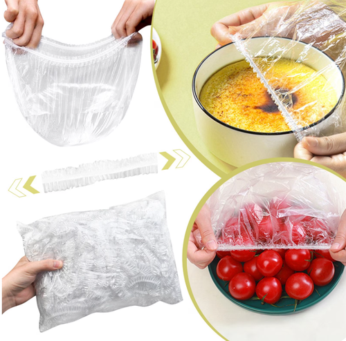 500 Pack Food Bowl Covers Kitchen Storage Lids Fresh Keeping Caps Food Storage Covers Plastic Wrap Bowl Covers for Food Storage