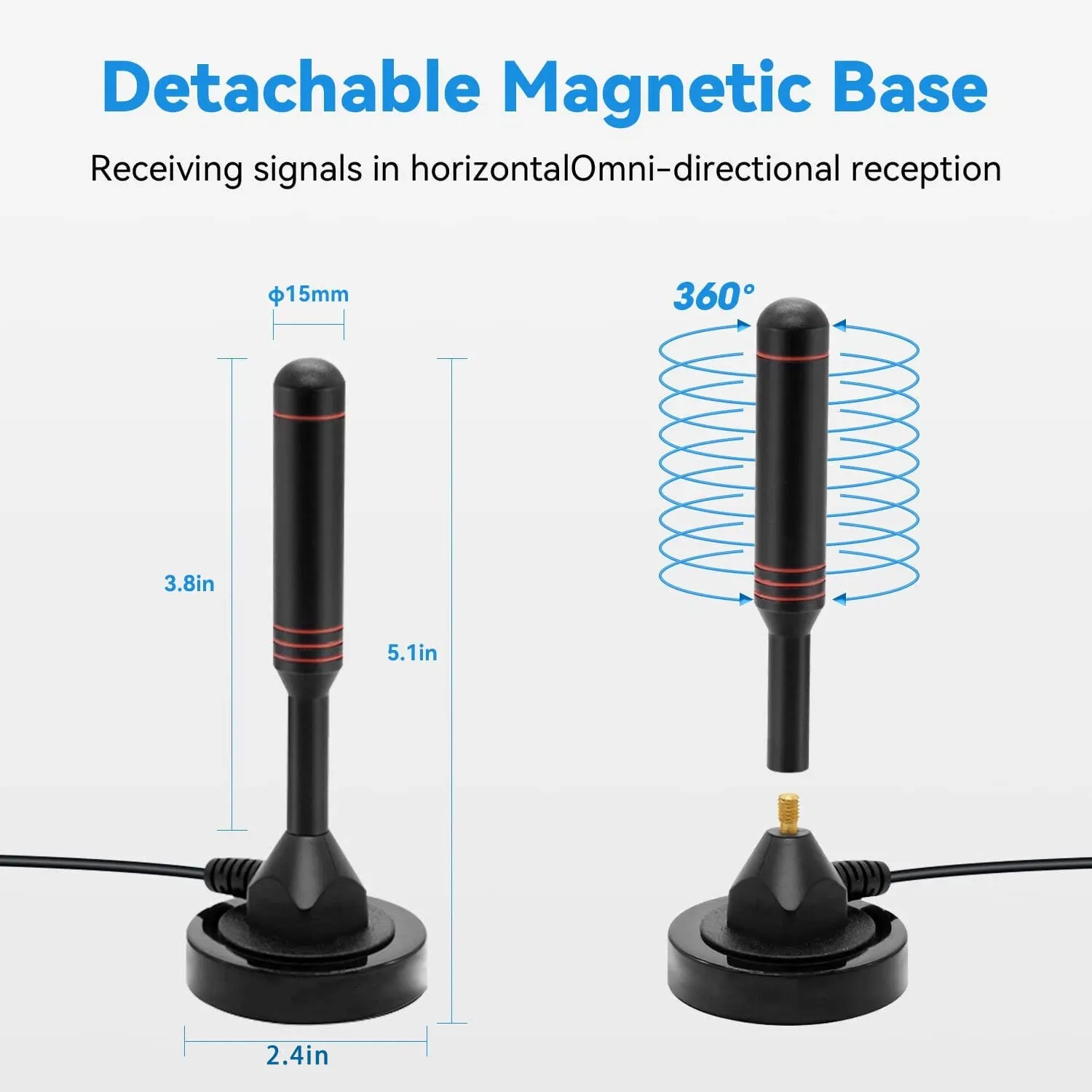 Upgraded TV Antenna Digital HD Antena Indoor HDTV 1080P 4K W Magnetic