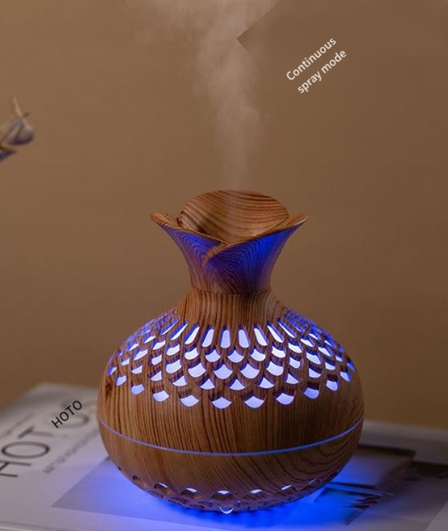 USB Home Wood Grain Flower Humidifier Quiet Office Mini Aroma Diffuser Mushroom Vase Humidifier