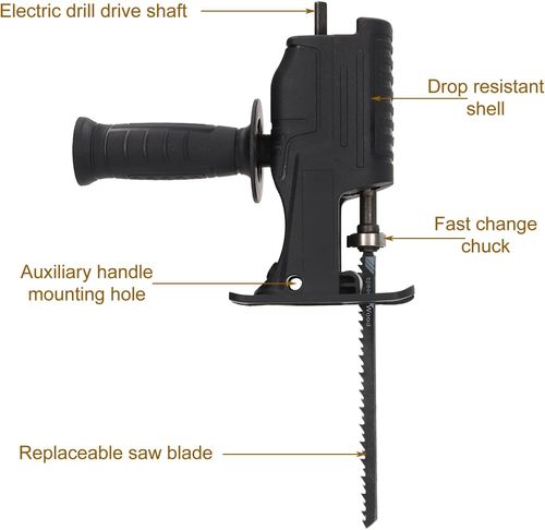 Reciprocating Saw Adapter Electric Drill to Reciprocating Saw Adapter, Hand Drill to Reciprocating Saw Chainsaw Conversion Head Kit, Woodworking Hand Saw Drill Jig Saw Attachment