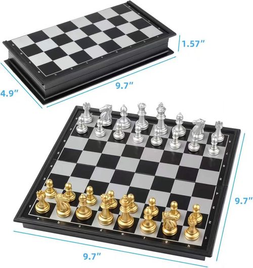 Gold and silver magnetic chess set, competition magnetic portable high-end chessboard