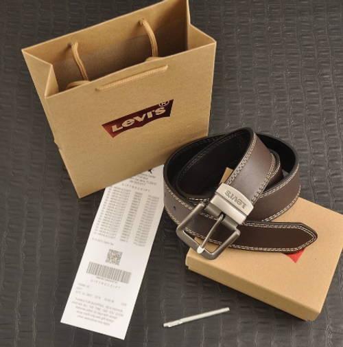 Levi Letter Buckle Personalized Versatile Belt, Casual and Simple Business Men's Leather Belt, Trendy Waist Belt
