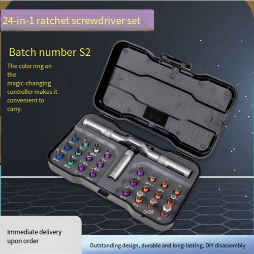 SUNHZMCKP 24 in 1 Magnetic Ratchet Screwdriver Set, S2 Steel Precision Bits with Detachable T Handle, Portable Precision Repair Tool Kit for Electronics, Furniture, Bicycle & DIY Projects