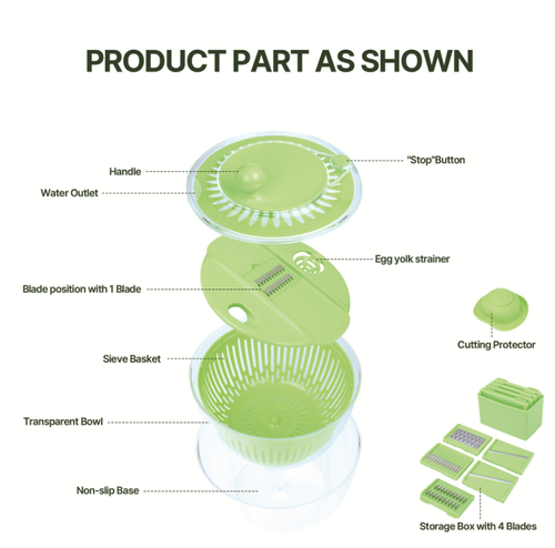 Multifunctional Vegetable Dehydrator | Press-Type Spinner & Drain Basket | Salad Shredder & Slicer Tool Multipurpose Kitchen Vegetable Chopper | Press-Action Fruit & Veggie Spinner | Fitness Meal Vegetable Shredder & Dryer