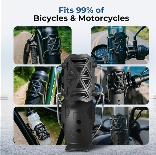 S-Class Self-Adjustable Cup Holder 360° Rotatable Auto-Lock Design Universal for Bikes Motorcycles & Scooters Mounts on Handlebars
