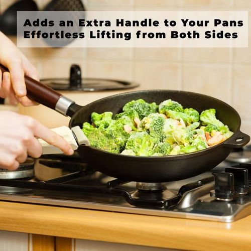 Removable Pot Handle Cream Beige, Universal Pan Handle, Replacement Handle for Pots and Pans, Fits All Cookware, Includes,Spatula Rest,Drip Pad,Durable,Heat-Resistant