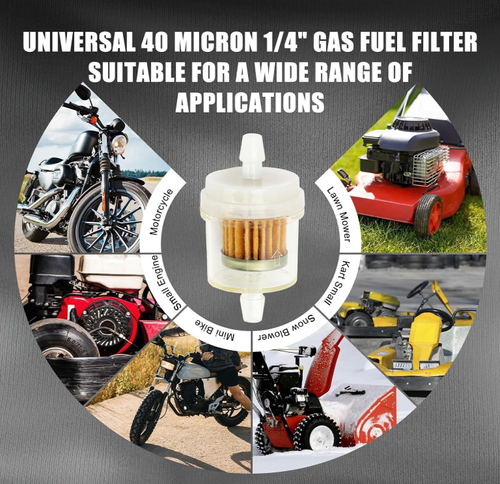 Inline Fuel Filter Replace for Motorcycle Mini Bike Dirt Bike Moped ATV Scooter Go Kart Small Engine Lawn Mower Snow Blower Parts Universal 40 Micron Gas Fuel Filter 10 Pack