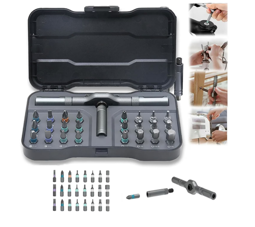 24-in-1 Magnetic Screwdriver Set with Detachable T-Ratchet Handle, Precision Multi-Tool Kit for Home, Office, Garage Repairs