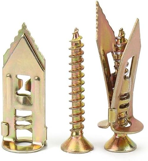 100 Pieces Gypsum Board Anchors Punching Anchors 12 x 30 Strong Board Anchor Screws Rotation Prevention Fixing Fixing Easy Installation Screws 4 x 30 For Punching Holes (12 x 30 + Screw B (4 x 30))