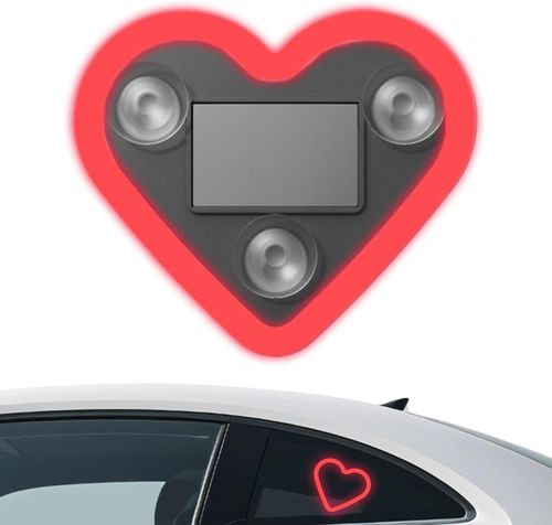 Car Triangle Window Solar Heart Light, LED Ambient Heart Lights for Car with 5 Lighting Modes, Solar Powered Waterproof Heart Shaped Mood Light, for Valentine's Day Christmas Decor