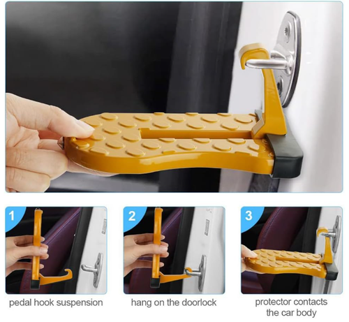Car Door Step with Glass Breaker Safety Hammer & Roof Rack Access,Car Automotive Foldable Roof Rack Door Step - Fits Most Car, for SUV and Truck, Max Load 400 lbs