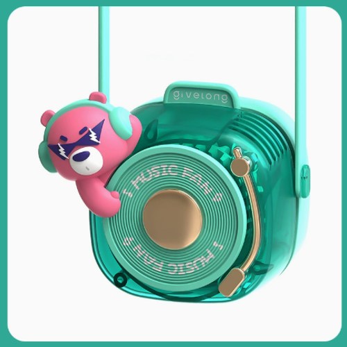 Neckband Mini Bladeless Rechargeable Cute Animal Circus Portable Handheld Fan