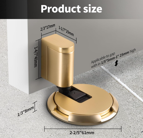 Mechanical Door Stopper, Upgrade with Removable Design, Adjustable Height for Door Gaps, Windproof, Easy Installation with Adhesive Pads or Screws, Matte Brown Bronze