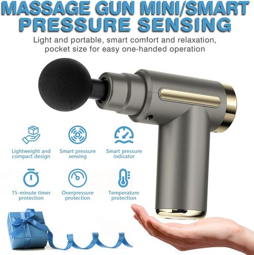 Massage Gun Deep Tissue for Pain Relief with 4 Massage Heads & 6 Speeds, Electric Mini Handheld Body Massager for Any Pain Relief, Best Gifts for Dad and Mom