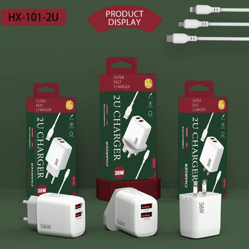 36W Dual USB Port Mobile Phone Charger 5V 2.4A UK Standard Charging Head Multi-Port Set