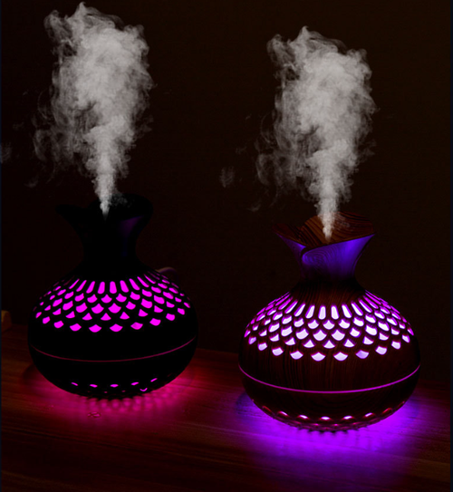 USB Home Wood Grain Flower Humidifier Quiet Office Mini Aroma Diffuser Mushroom Vase Humidifier