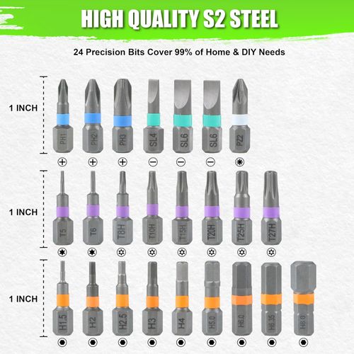 24 in 1 Magnetic Ratchet Screwdriver Set with Detachable T Handle