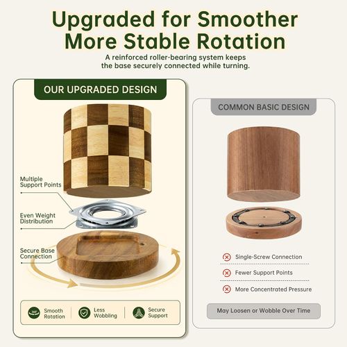 Wooden Utensil Holder, 360° Rotating Wood Kitchen Utensil Holder for Countertop, Large Utensil Holder for Kitchen