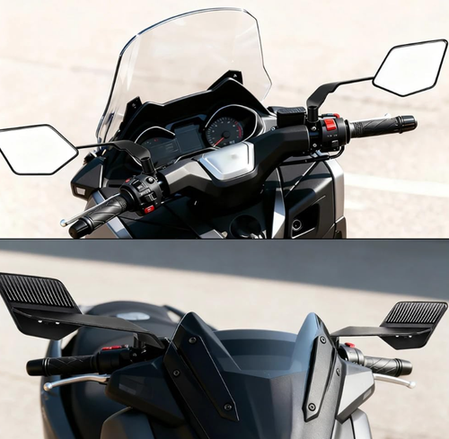 Foldable Stealth Wind Wing Side Mirrors, Wide Viewing Angle, Durable Material, Quick Installation,  White glass lens
