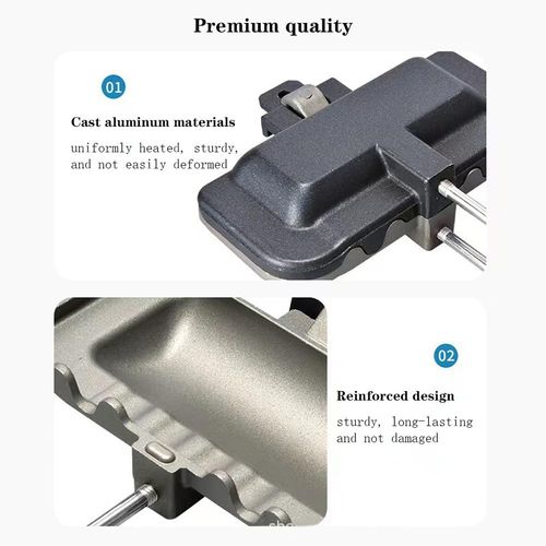 Sandwich Maker, Double-Sided Hot Dog Toaster, Nonstick Sandwich Skillet with Removable Handle,Sandwich Baking Pan for Indoor Outdoor Camping Home Kitchen Breakfast