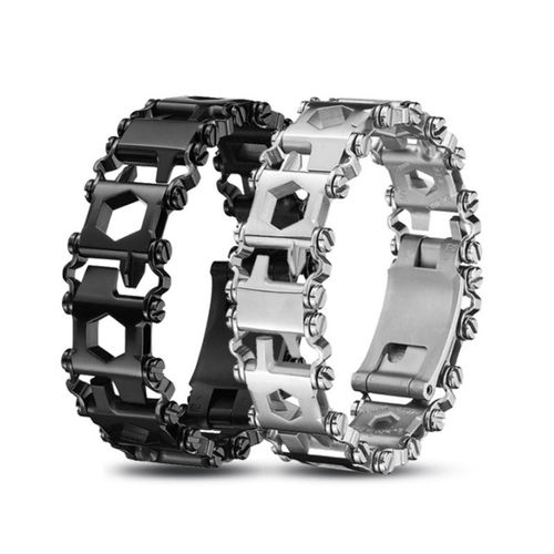 Multitool Bracelet 29 in 1, 22cm Stainless Steel, Outdoor Travel Men Watch Strap, Trend Bracelet with A Pry Tool