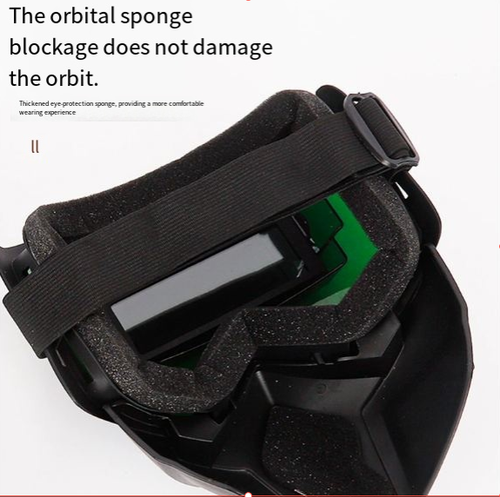 Harley-style auto-darkening split-design full-face welding helmet with detachable protective visor.
