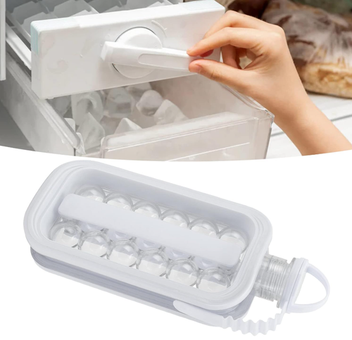 Portable Ice Making Bottle, Ice Ball Maker Mold Foldable Multifunctional Easy Operation with Sealing Cover for Drinking Shop for Household (White)