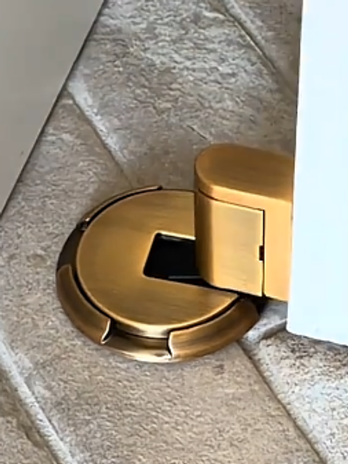 Mechanical Door Stopper, Upgrade with Removable Design, Adjustable Height for Door Gaps, Windproof, Easy Installation with Adhesive Pads or Screws, Matte Brown Bronze