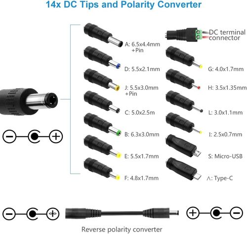 Universal Power Supply Adjustable 144W 3.5V~36V 4A AC DC Adapter 12V 24V 36V 5V 6V 9V 14V Power Adapter 100V~240V AC to DC Converter Multi-Voltage Variable Transformer 14 Tips