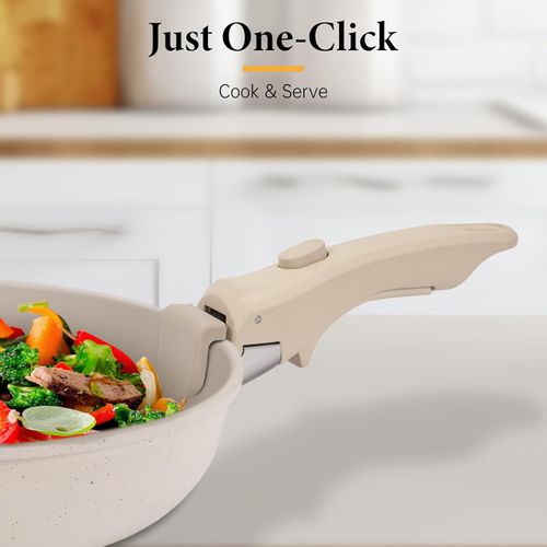 Removable Pot Handle Cream Beige, Universal Pan Handle, Replacement Handle for Pots and Pans, Fits All Cookware, Includes,Spatula Rest,Drip Pad,Durable,Heat-Resistant