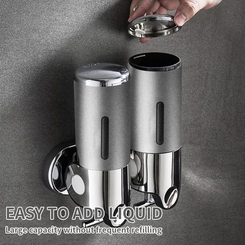 Wall-Mounted Stainless Steel Manual Soap Shower Gel Dispenser – Electroplated Finish for Hotel Bathrooms