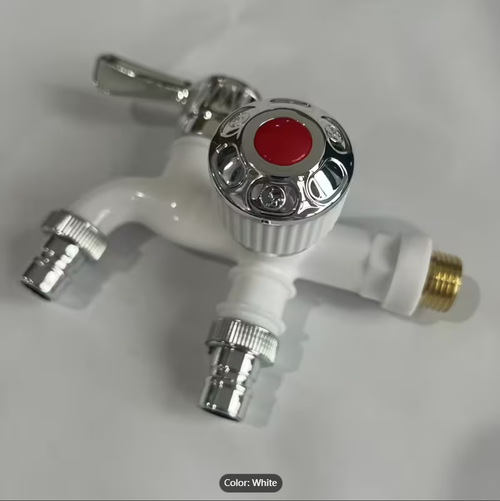Dual-Head Quick-Open Multifunctional Washing Machine Faucet 2.54 cm 2 Out 3-Way Mop Pool Single Cold Washing Machine Faucet 4-Point Single Cold Plastic Dual-Use