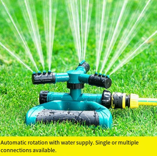 3-Arm Automatic Rotating Sprinkler, Garden Lawn Watering Sprayer, Household Agricultural Irrigation Nozzle, Garden Irrigation