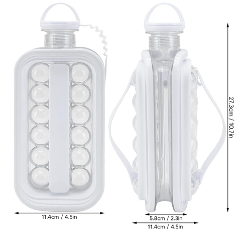 Portable Ice Making Bottle, Ice Ball Maker Mold Foldable Multifunctional Easy Operation with Sealing Cover for Drinking Shop for Household (White)