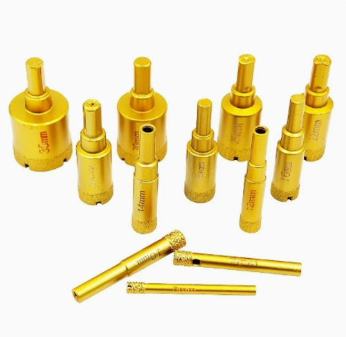 12pc Electric Drill Hole Opener Kit - Marble Drill Bits, Tile Brazing Stone Diamond Drill Bit Set