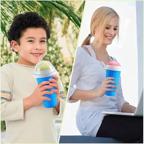 Squeeze Cup Slush Cup DIY Slushies Cup Smoothies Double Layers , Homemade Slushie Machine  Straw and Spoon, Ice Cream Maker Cool Stuff Gifts for Kids & family