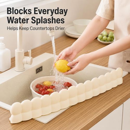 Suction-Cup Silicone Water Barrier Strip – Splash Guard for Kitchen Sinks & Bathroom Washbasins