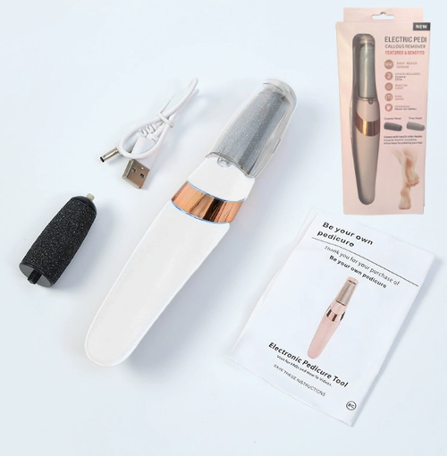 Electric Foot File – Rechargeable Callus Remover for Hard and Cracked Skin – Home Pedicure Kit for Soft Feet, Unisex
